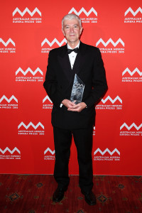 SYDNEY, AUSTRALIA - AUGUST 26:  Professor David Raftos wins the 'Rural Research and Development Corporations Eureka Prize for Rural Innovation 'at the Australian Museum Eureka Prizes 2015 at Sydney Town Hall on August 26, 2015 in Sydney, Australia.  (Photo by Brendon Thorne/Getty Images)