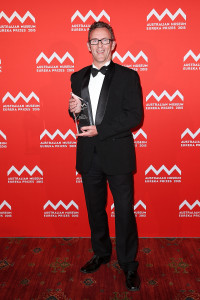 SYDNEY, AUSTRALIA - AUGUST 26:  Gary Cranitch wins the 'New Scientist Eureka Prize for Science Photography' at the Australian Museum Eureka Prizes 2015 at Sydney Town Hall on August 26, 2015 in Sydney, Australia.  (Photo by Brendon Thorne/Getty Images)