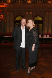 Adam Spencer and Australian Museum Director & CEO Kim McKay getting ready for the awards. (Mark Metcalfe/Getty Images)