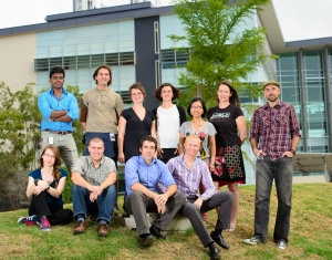 Geoff Faulkner (centre) with his lab members at Mater Research