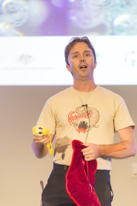 Dr Michael Smout presenting his winning talk at the FameLab Australia National Final in May. Credit: OK-White Lane. © International FameLab