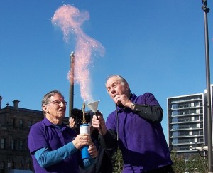 The team from SciWorld performing their pop-up science