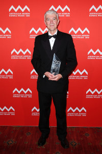 SYDNEY, AUSTRALIA - AUGUST 26: Professor David Raftos wins the 'Rural Research and Development Corporations Eureka Prize for Rural Innovation 'at the Australian Museum Eureka Prizes 2015 at Sydney Town Hall on August 26, 2015 in Sydney, Australia. (Photo by Brendon Thorne/Getty Images)