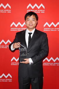 SYDNEY, AUSTRALIA - AUGUST 26: Dacheng Tao wins the 'Scopus Eureka Prize for Excellence in International Scientific Collaboration' at the Australian Museum Eureka Prizes 2015 at Sydney Town Hall on August 26, 2015 in Sydney, Australia. (Photo by Brendon Thorne/Getty Images)