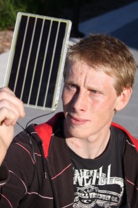 Mr Jared Barnes, former PhD student working on the polymer solar cells project at the University of Wollongong (Credit: Mark Newsham Photography)