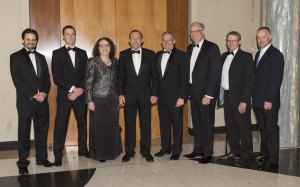(left to right) Dr Matthew Hill, Malcolm McIntosh Prize, Physical Scientist of the Year award recipient; Professor Ryan Lister, Frank Fenner Prize, Life Scientist of the Year Award Recipient; Professor Ingrid Scheffer, Prime Minister’s Prize for Science joint award recipient; The Hon Tony Abbott MP, Prime Minister of Australia; The Hon Ian Macfarlane MP, Minister for Industry; Laureate Professor Sam Berkovic, Prime Minister’s Prize for Science joint award recipient; Mr Geoff McNamara, Prime Minister’s Prize for Excellence in Science Teaching (Secondary Schools) award recipient; Mr Brian Schiller, Prime Minister’s Prize for Excellence in Science Teaching (Primary Schools) award recipient.