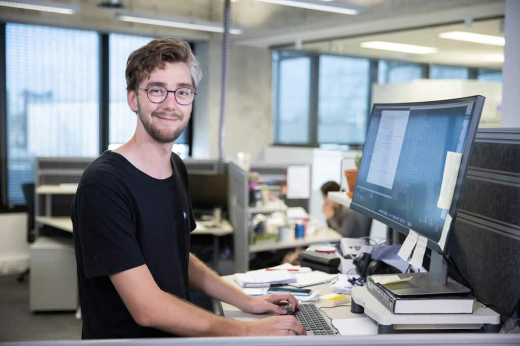 Man sitting at a computer