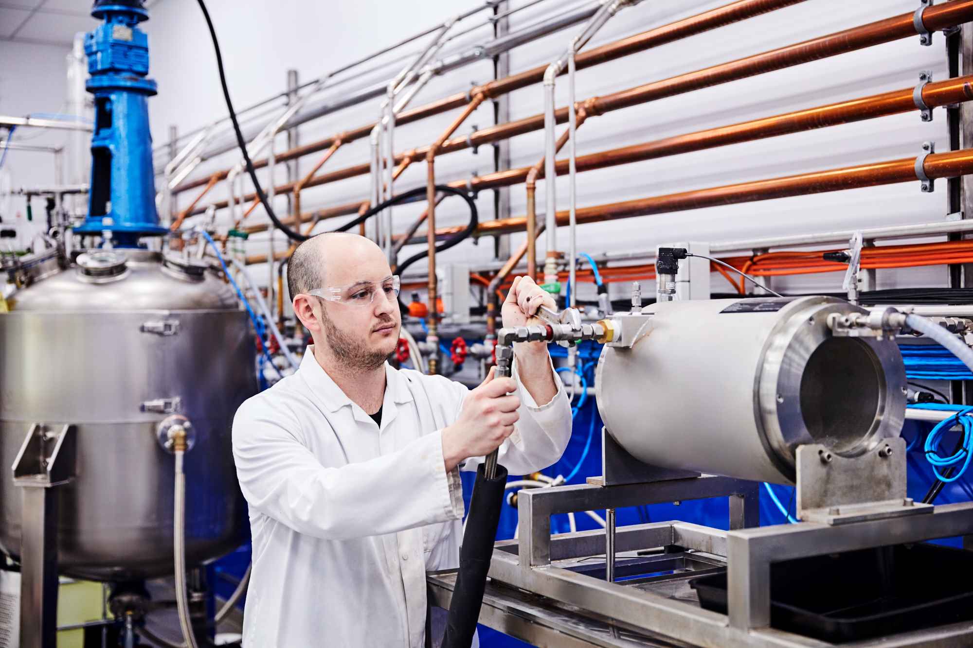 Dr Josh Boyle from Boron Molecular working with a flow reactor
