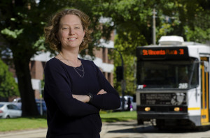 Dr Kathryn Davidson outside the Centre for Eye Research Australia in Melbourne