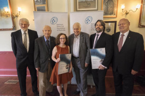 At the Metcalf Prize ceremony (left to right): Chris Juttner, Don Metcalf, Kaylene Young, Gustav Nossal, Jose Polo and Graeme Blackman