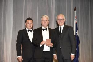 Principal Bernard Cheng, Gary Tilley and Prime Minister Malcolm Turnbull (Photo credit: Prime Minister’s Prizes for Science)