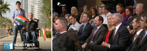(Left) Filmmaker Sabour Bradley with stem cell ‘tourist’ Perry Cross; (Right) The studio audience at SBS Insight